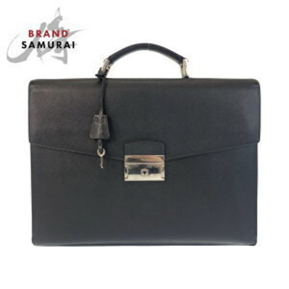 Prada Saffiano black leather briefcase - Picture 1 of 9